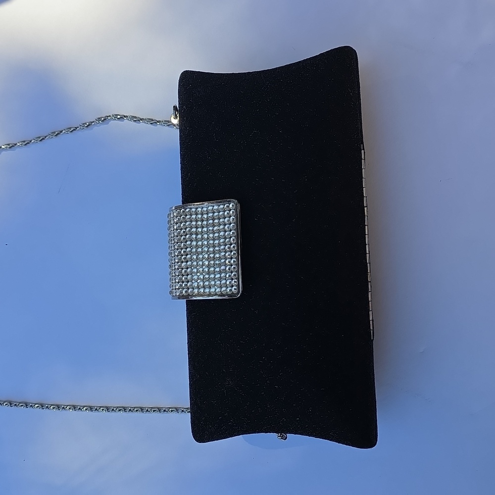 MyGift Stophisticated Black Clutch with Silver Accents